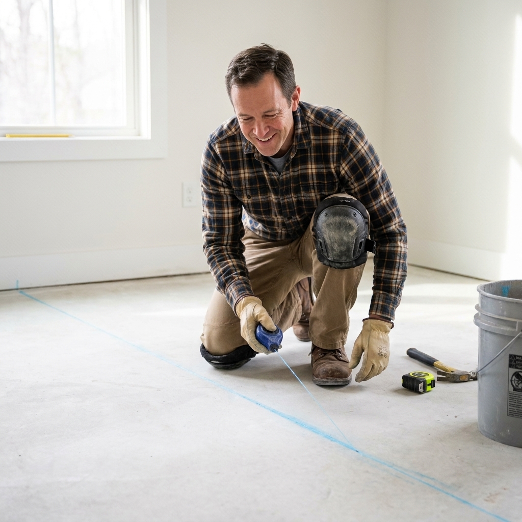 Square a Room and Snap Chalk Lines for Tile